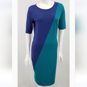NWT LuLaRoe navy and teal colorblock Julia dress, XL